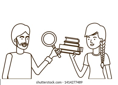 young couple in white background avatar character
