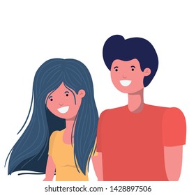 young couple in white background avatar character