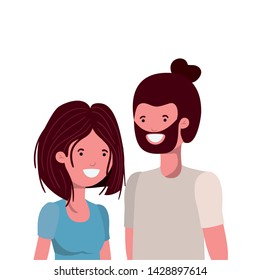 young couple in white background avatar character