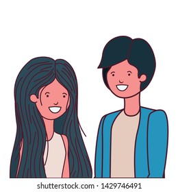 young couple in white background avatar character