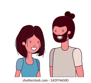 young couple in white background avatar character