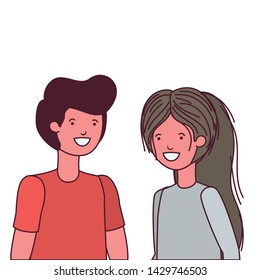 young couple in white background avatar character