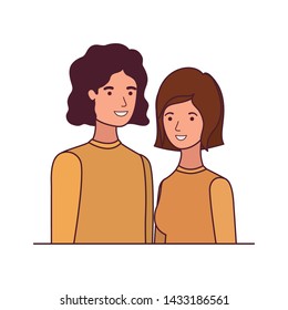 young couple in white background avatar character