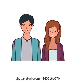 young couple in white background avatar character