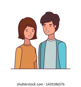 young couple in white background avatar character