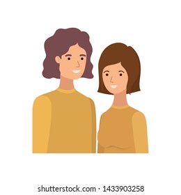 young couple in white background avatar character