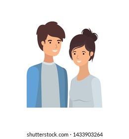 young couple in white background avatar character