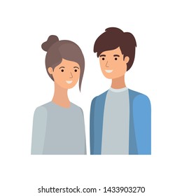 young couple in white background avatar character