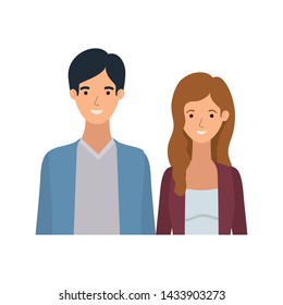 young couple in white background avatar character