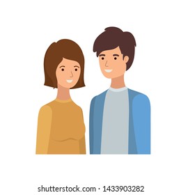 young couple in white background avatar character