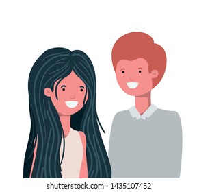 young couple in white background avatar character