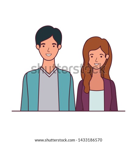 young couple in white background avatar character