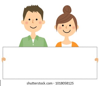 Young couple, White board