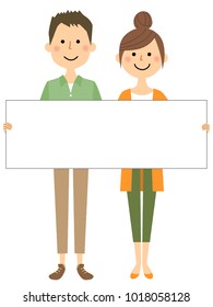 Young couple, White board