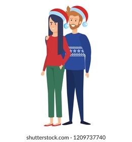 young couple with winter clothes