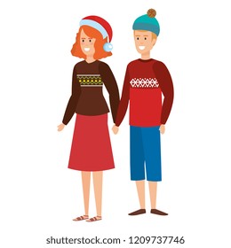 young couple with winter clothes