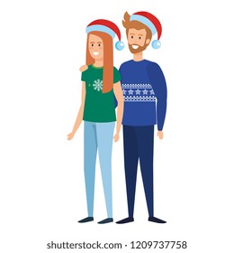 young couple with winter clothes