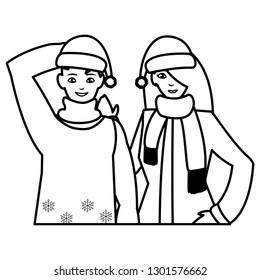 young couple with winter clothes