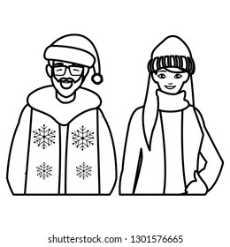 young couple with winter clothes