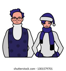 young couple with winter clothes