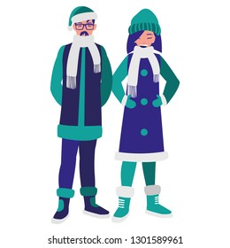 young couple with winter clothes