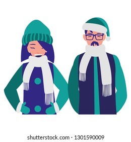 young couple with winter clothes