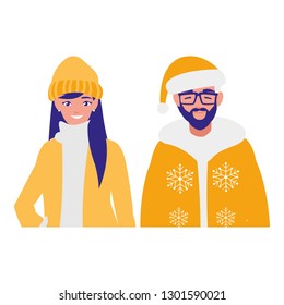 young couple with winter clothes
