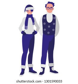 young couple with winter clothes