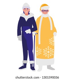 young couple with winter clothes