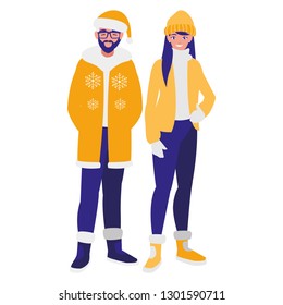 young couple with winter clothes