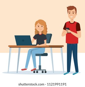 young couple in the workplace avatars characters