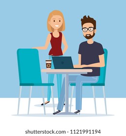 young couple in the workplace avatars characters