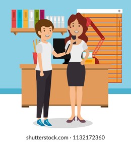 young couple in the workplace office