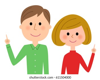 Young couple,Finger pointing