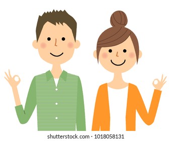 Young couple,Ok Sign