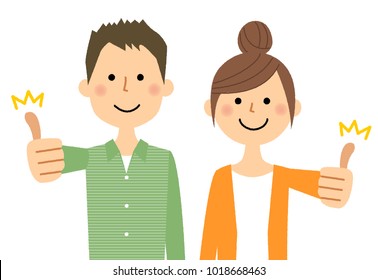 Young couple,Thumbs up