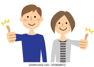 Young couple,Thumbs up