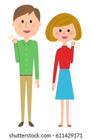 Young couple,Victory Pause