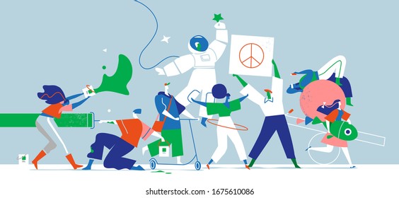 Young creative people express their personality - Vector