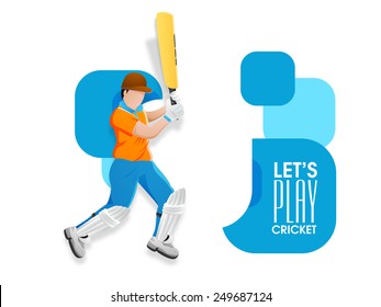 Young Cricket batsman ready to play on abstract background.