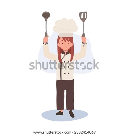 Young Culinary Pro Holding Flipper and Dipper up.