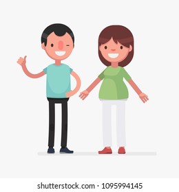 Young cute couple vector illustration