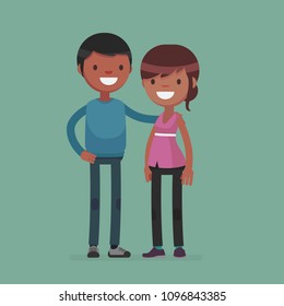 Young cute couple vector illustration