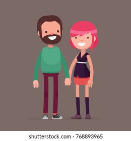 Young cute couple vector illustration