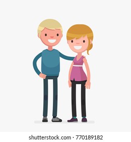 Young cute couple vector illustration