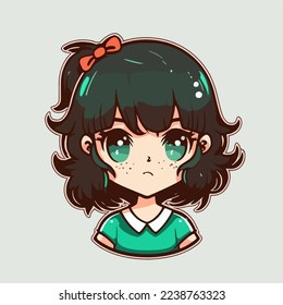 young cute girl anime style character vector illustration design. Manga Anime girl Faces Cartoon. face young girl anime style character vector illustration design. anime female manga cartoon. isolated