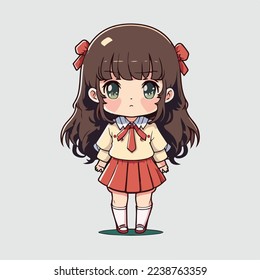 young cute girl anime style character vector illustration design. Manga Anime girl Faces Cartoon. face young girl anime style character vector illustration design. anime female manga cartoon. isolated