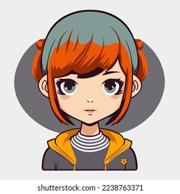 junge süße Mädchen Anime Stil Charakter Vektorgrafik Design. Manga Anime Mädchen Faces Cartoon. Gesicht jungen Mädchen Anime Stil Charakter Vektorgrafik Design. anime weibliche Manga Cartoon. isoliert