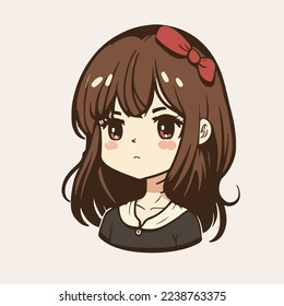 young cute girl anime style character vector illustration design. Manga Anime girl Faces Cartoon. face young girl anime style character vector illustration design. anime female manga cartoon. isolated