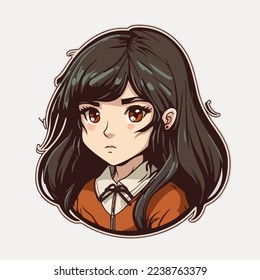 young cute girl anime style character vector illustration design. Manga Anime girl Faces Cartoon. face young girl anime style character vector illustration design. anime female manga cartoon. isolated